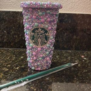 Bling Starbucks cup mint and purple